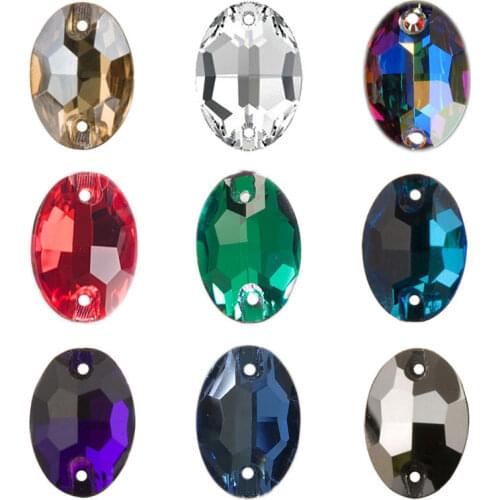 YANRUO 3210 Oval Glass Strass Flatback Sewn Crystal Rhinestones DIY Loose Stones For Jewelry Crafts Needlework