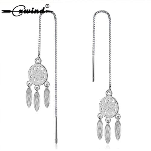 Cxwind Fashion Feather Tassel Earring Bohemia Indian Dream Catcher Dreamcatcher Leaf Drop Earrings For Women oorbellen Jewelry