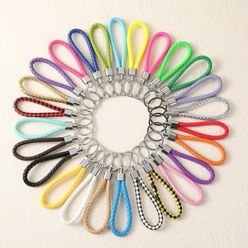 Handwork Weave Leather Keychain Cute Baubles Accessories For Bags Keychain Ring Multicolor Simple Car Keychain YS-314