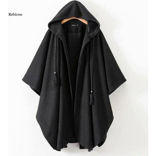 Winter Women Long Coat Ladies Fashion Cardigan Womens Jackets Harjuku Hooded Cloak Capes Ponchos New Y Capas Mujer