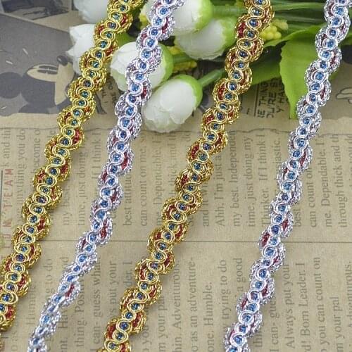 100Meters/lot High Quality Trim Sewing Lace Gold Silver Centipede Braided Lace Ribbon DIY Clothes Accessories Curve Lace