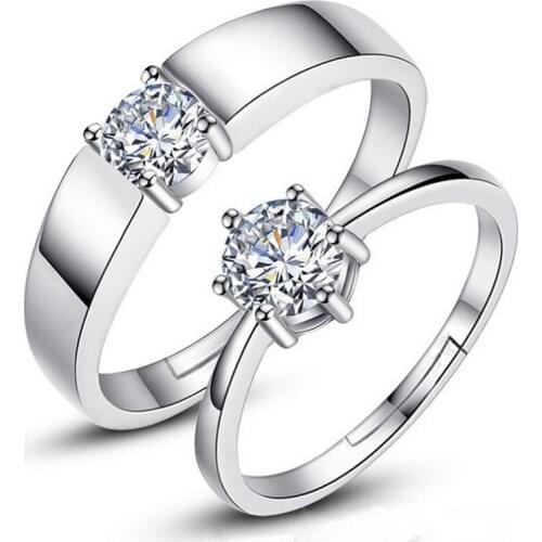 2Pcs 925 Sterling Silver Couple Scrub Process Rings for Women Men Wedding Engagement Lovers Jewelry