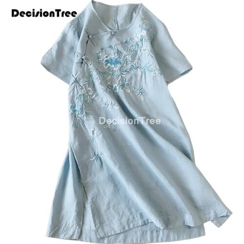 2021 chinese dress cheongsam qipao cheongsam modern embroidery cheongsam linen dresses elegant qipao oriental cheongsam dress