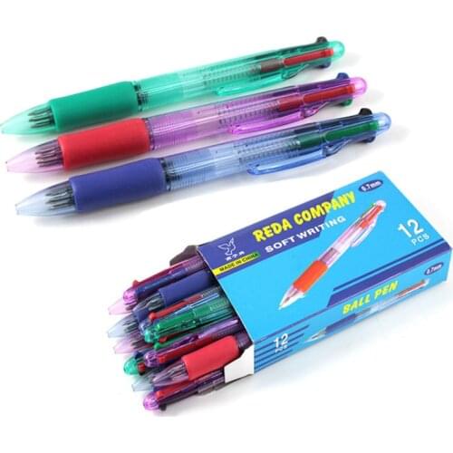3Pcs Novelty Multicolor Ballpoint Pen Multifunction 4 In1 Colorful Stationery Creative School Supplies