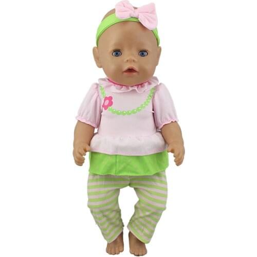 3pcs In 1, Headband+Skirt+ Pants Fashion Outfit For 43cm Born Baby Doll 17inch Reborn Bebe Doll Clothes
