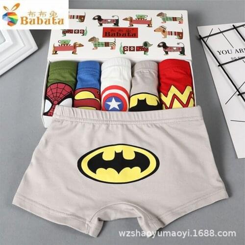 5pcs/box Disney childrens underwear cotton mens four-corner cartoon shorts boys 3-8 years old