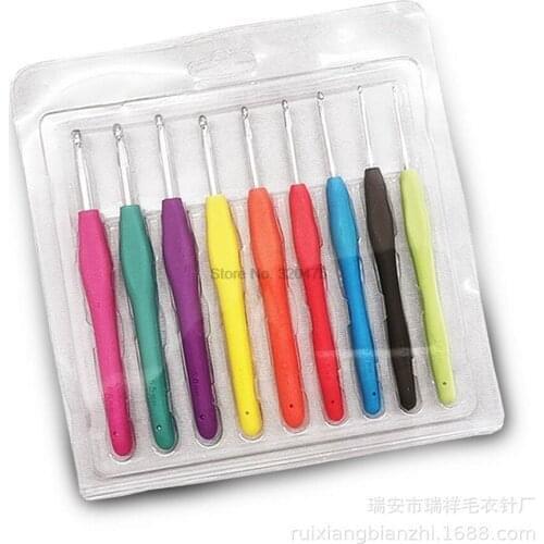 200set 9/14pcs Aluminum Sweater Needle Knitting Tool Sweater Needle TPR Silicone Soft Handle Aluminum Crochet Hook