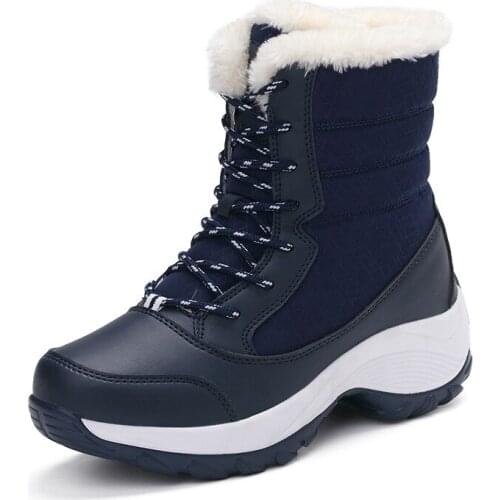Women Boots Waterproof Winter Shoes Women Snow Boots Platform Keep Warm Ankle Winter Boots With Thick Fur Heels Botas Mujer 2020