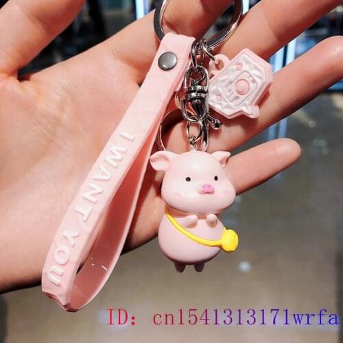 PVC Pig Doll Keychain Silica gel Keyring Kawaii Cartoon Cute Decorations Gift Key chain Women Keybuckle Fashion Bag Pendant