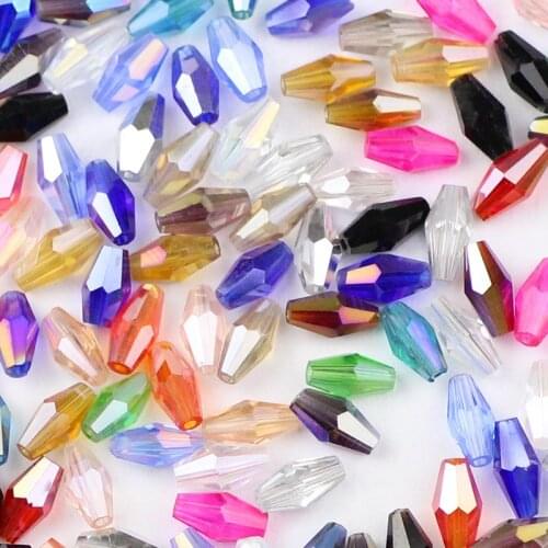 100 pieces exquisite 4x8mm Austrian Long Bicone crystal beads for Jewelry marking DIY necklace&Bracelet Mix