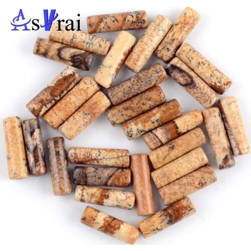 Natural Stone Beads 4*13mm Picture Jaspers Spacer Tube Beads for Jewelry Making diy Women Bracelets Accessories