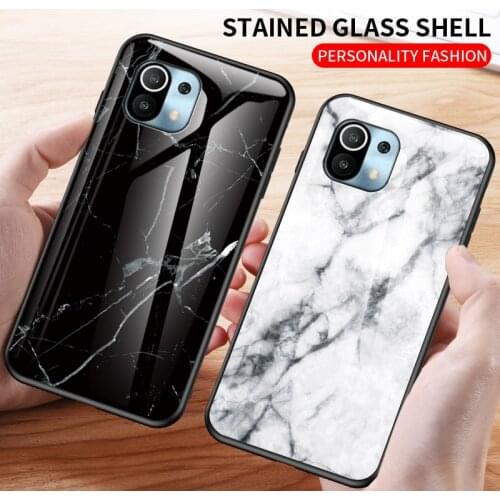 Case for Xiaomi Mi 11 Xiaomi11 Case Cover Gradient Tempered Glass Soft TPU Silicone Bumper Case for Xiaomi Mi 11 Pro Back Cover