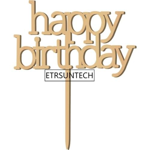 Wooden Happy Birthday Cake Topper Cakes Decorations for Birthday Party Supplier