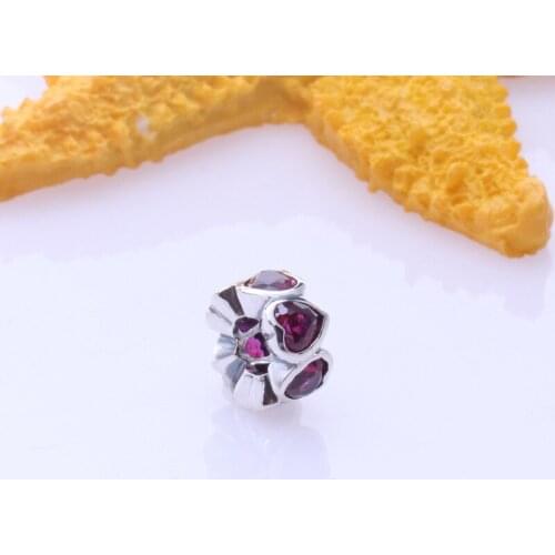 S925 sterling silver sparkling heart heart-shaped heart-shaped spacer diamond beads Fit Original Bracelet Necklace DIY Jewelry