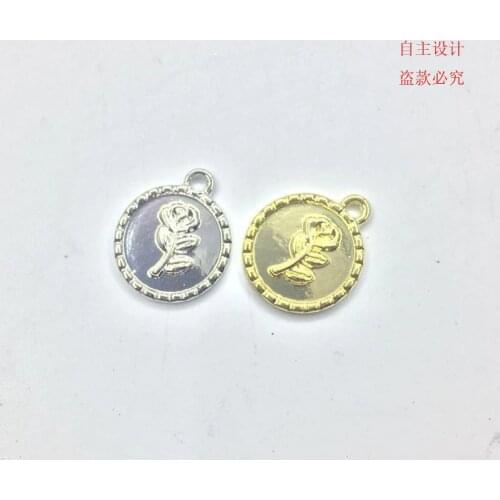 Eruifa 20pcs 15mm New arrival Rose Flower Zinc Alloy Rectangle Coin necklace,earring bracelet jewelry DIY handmade 2 colors
