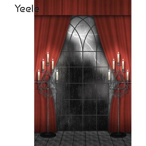 Yeele Halloween Backdrop Window Curtain Candle Indoor Photocall Photophone Custom Vinyl Photography Background For Photo Studio