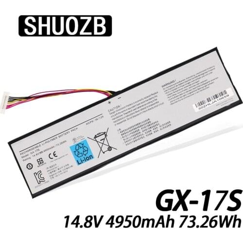 GX-17S Laptop Battery for GIGABYTE AORUS X3 X3 PLUS V3 X7 X7 v2 X3 Plus v5 X5S SHUOZB 14.8V 73.26wh 4950mAh