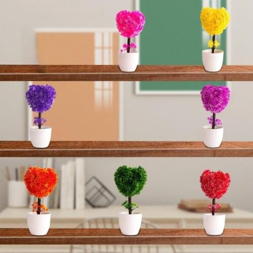 Fake Flower Plant Heart Shape Plum Blossom Plastic Patio Yard Simulated Flower Pot for Shelf Stand Fake Flower Plant