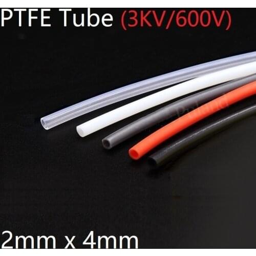 PTFE Tube ID 2m x 4mm OD F46 Insulated Capillary Heat Protect Transmit Hosing Rigid Pipe Temperature Corrosion Resistance 600V