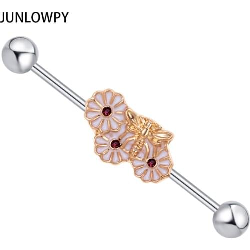 JUNLOWPY Wholesale Industrial Barbells Stainless Steel Ear long Bar Piercing Tragus Cartilage Earring Body Jewelry Women 20pcs