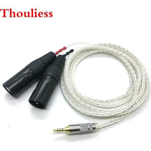 Thouliess Hi-Fi 8 Cores 7N OCC Silver Plated 2.5mm TRRS Balanced to 2x 3pin XLR Male Audio Adapter Cable