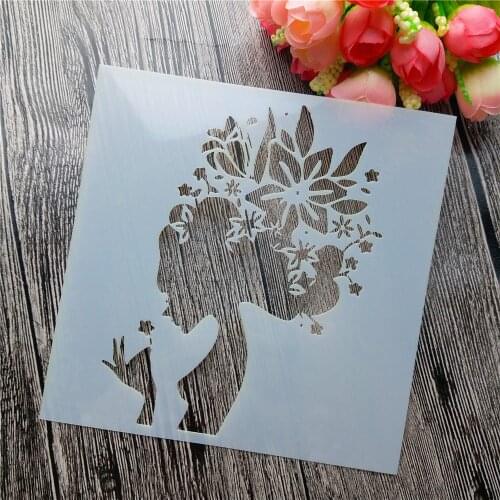 Scrapbooking tool card DIY album masking spray painted template drawing cake stencils laser cut templates flower girl ST06
