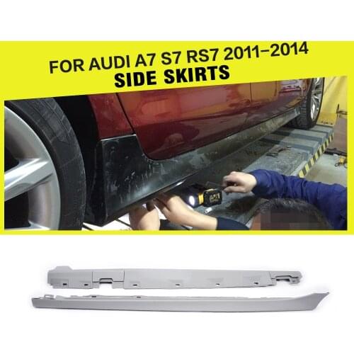 PU Auto Car Body Kits Side Skirts Extension Lip Apron for Audi A7 S7 RS7 2011 2012 2013 2014