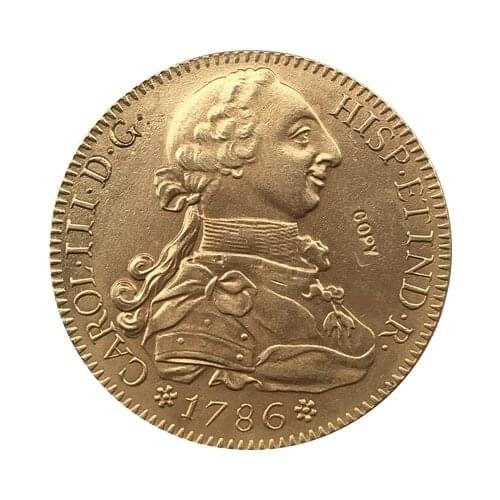 24 - K gold plated 1786 Spain 8 Escudos - Carlos III coins copy