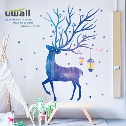 Creative Dream Star Sky Elk Wall Stickers Living Room Decoration Bedroom Decor Background Wall Home Decor Self-Adhesive Stickers