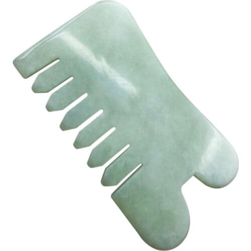Massage Scalp Hair Combs Natural Jade Stone Guasha Gua Sha Board Comb Shape Massage Hand Massager Relaxation Comb Health Care
