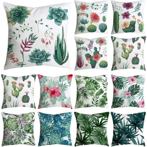 Pillowcase Leaves Plants Print Home Decor Polyester Armchair Couch Cushion Cover for Living Room