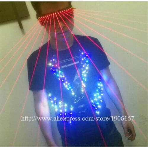 Newest Colorful Led Luminous Vest Ballroom Costume Red Laserman Show Glasses DJ Singer Dancer Host Performer Stage Wear Clothes