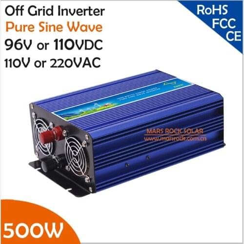 500W 96V/110VDC to 110V/220VAC Off Grid Pure Sine Wave Single Phase Solar or Wind Power Inverter, Surge Power 1000W