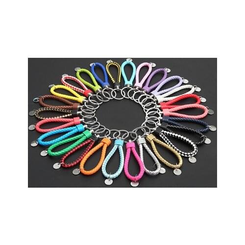 Wholesale price PU Leather Braided Woven Rope keychain DIY bag Pendant Key Chain Holder Car Keyring Men Women Key ring