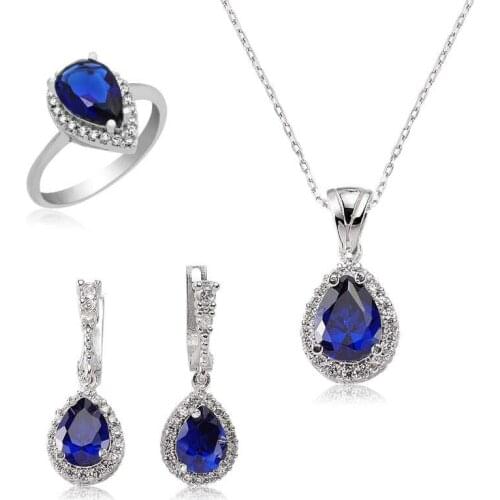 Original silver , Navy Blue Drop Set ,Most Special Jewelry Sets Suitable and Quality Products Types