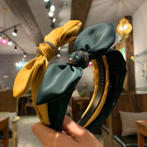 Autumn and Winter Headband New Wide-brimmed Headdress Cute Bow with Tooth Non-slip Headband Girl Jewelry