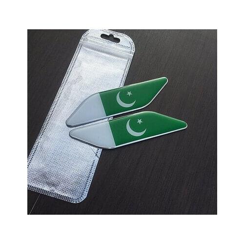 Pair Pakistan Flag Auto Fender Side Emblem Skirts Badge Decal Sticker Car Accessories