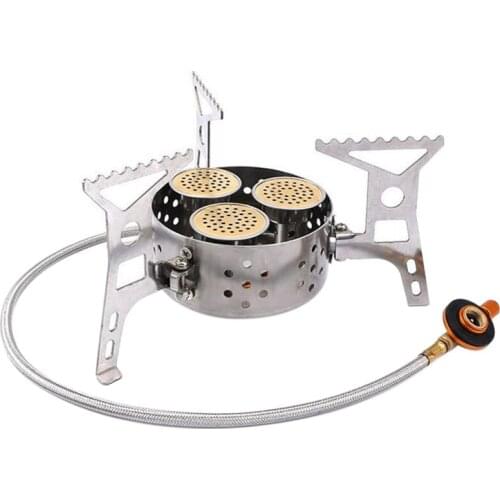 9000W High Power Camping Stove Portable Three Core Head Camp Stove Windproof Gas Stove Burner for Camping Hiking Cooking