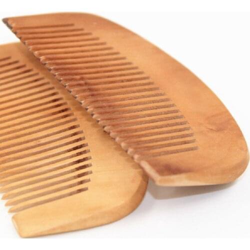 1pcs Natural Peach Solid Wood Comb Engraved Peach Wood Healthy Massage Anti-Static Comb Hair Care Tool Beauty Accessories