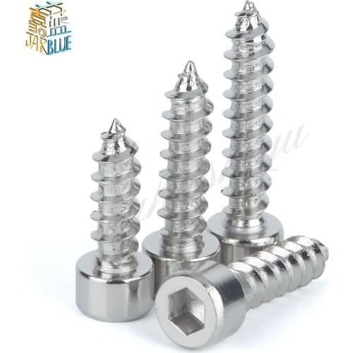 50Pcs M2 M2.6 M3 M3.5 M4 304 Stainless Steel Allen Hex Socket Head Cap Self-tapping Screws Bolts Nuts Fasteners Hardware Tools