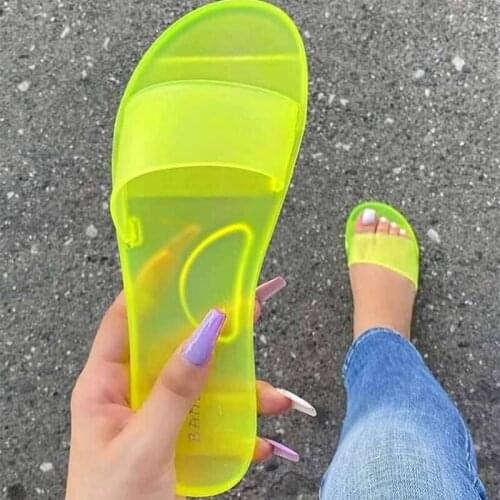 Summer Women Slippers Woman Candy Colors Transparent Slides Womens Fashion Casual Slip On Flat Comfortable Beach Female Shoes
