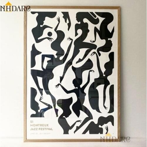 Modern Black White Abstract Woman Dance Canvas Print Painting Poster Picture Wall Art Home Decoration Living Room Hallway Decor