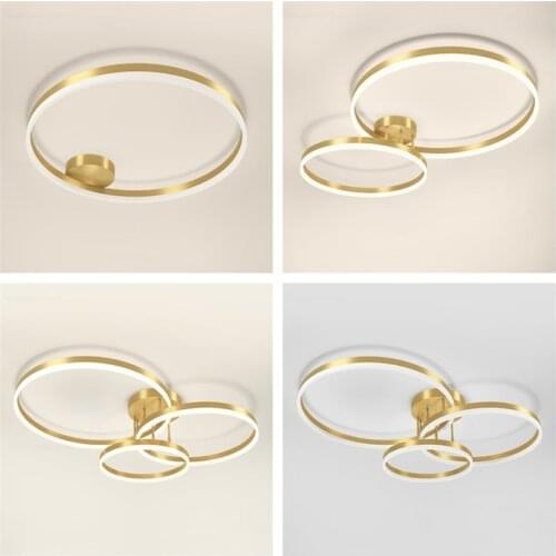 Modern Led Ceiling Light Fixtures Bedroom Lamps for Living Room Lights Golden Creative Rings Nordic Design Lamp Lighting Ceiling