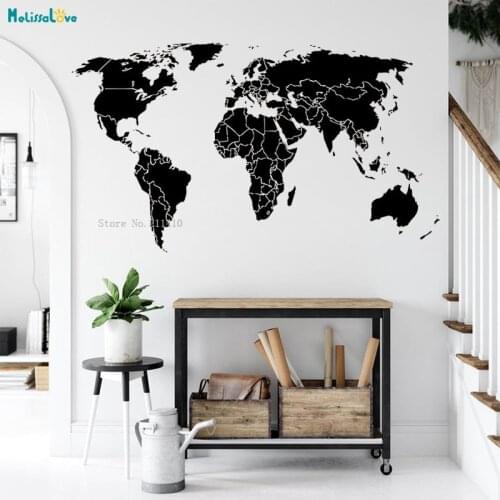 Large Size World Map Wall Vinyl Decal Sticker Art Design Murals Design Interior Home Décor Living Room Office Studio YT4373