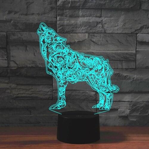 Wolf 3d Night Light LED USB Bedroom Decor Table Lamp Colorful Bluetooth Speakers Atmosphere Lamp Kids Boy Birthday Xmas Gifts