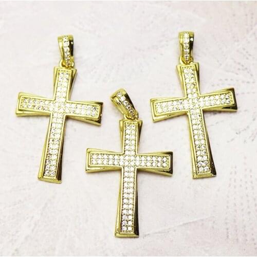 10 Pcs Cross necklace pendant Zircon Gold color zircon cross jewelry pendant Handmade women accessories pendants 7318