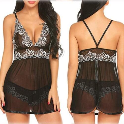 Sexy Lingerie Dress Women Mesh Printing Porno Lingerie Hot Erotic Underwear Plus Size Lace Perspective Exotic Apparel Suit