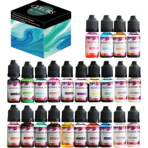 10ML Epoxy Resin Pigment Kit Art Ink Liquid Resin Colorant Dye Ink Diffusion for Epoxy Resin Mold Jewelry Making Set 24 Colors