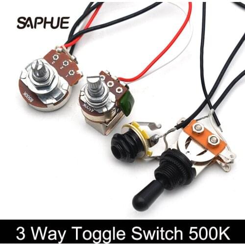 Guitar Wiring Harness 3 Pickups 1V1T A500K Push Pull & B500K Big Pots 3 Way Toggle Switch with 6.35 output jack wholesale 10pcs