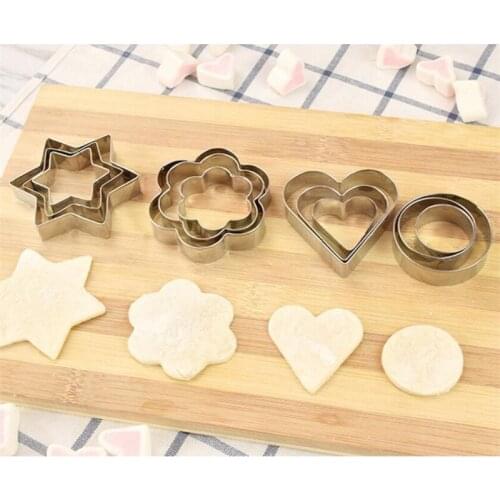 12pcs/set Stainless Steel Cookie Biscuit DIY Mold Star Heart Round Flower Shape Cutter Baking Mould Tools